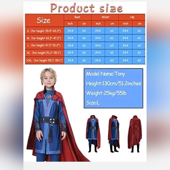 Dr Strange Costume Cosplay Outfit Red Clock Strange Stephen Jumpsuit Halloween - Picture 8 of 8